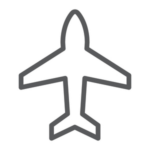 平面线图标, 飞机和喷气飞机, 飞机标志, 矢量图形, 在白色背景上的线性图案