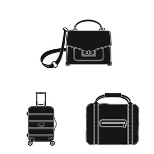 手提箱和行李符号的矢量设计。一套手提箱和旅途股票向量例证