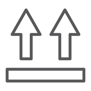 包箭头这一边向上的线图标, 包装和标签, 箭头侧向上的标志, 矢量图形