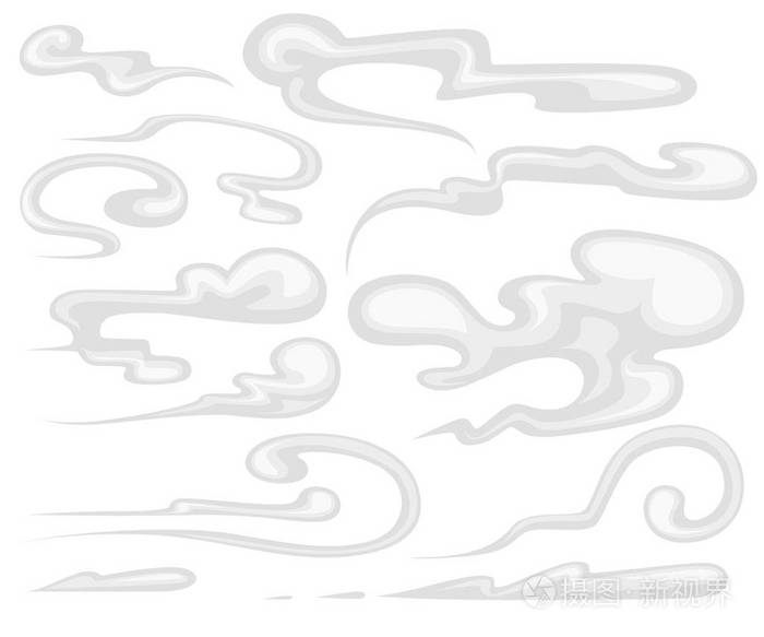 蒸汽云雾水蒸气或灰尘. 用于游戏或动画的剪贴画元素.