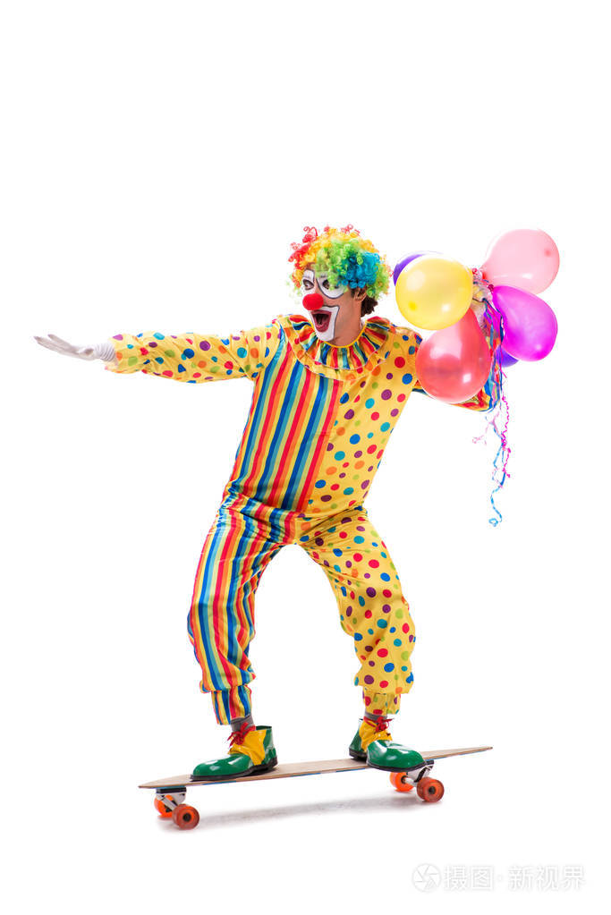 在白色背景上孤立的滑稽小丑