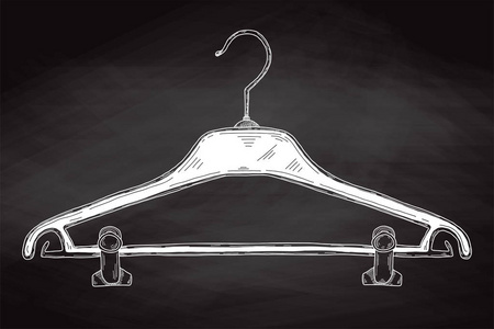 在粉笔板上画衣架. 向量照片