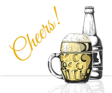 一杯啤酒插图图片-一杯啤酒插图素材-一杯啤酒插图插画-摄图新视界