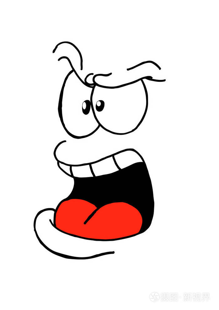 一个卡通人物愤怒地喊矢量的面部表情插画-正版商用图片15606c-摄图新