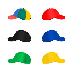 收集时尚棒球帽隔离在白色背景插图矢量设计。