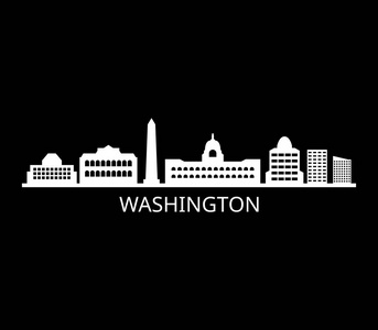 白色背景上的华盛顿天际线