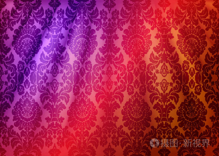 达摩织物悬垂 豪华壁纸 在巴洛克风格 黄色的纹理矢量背景与花卉装饰 用于织物 包装的图形图案 华丽的面料内饰达姆卡插画 正版商用图片156cmz 摄图新视界