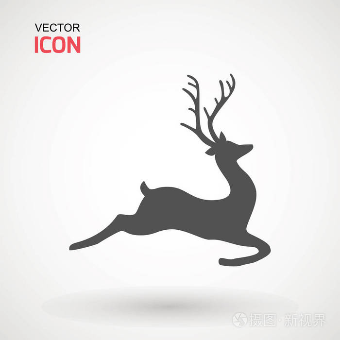 鹿跑剪影, reinder 图标设计为圣诞卡, 横幅和传单, 在白色背景查出的