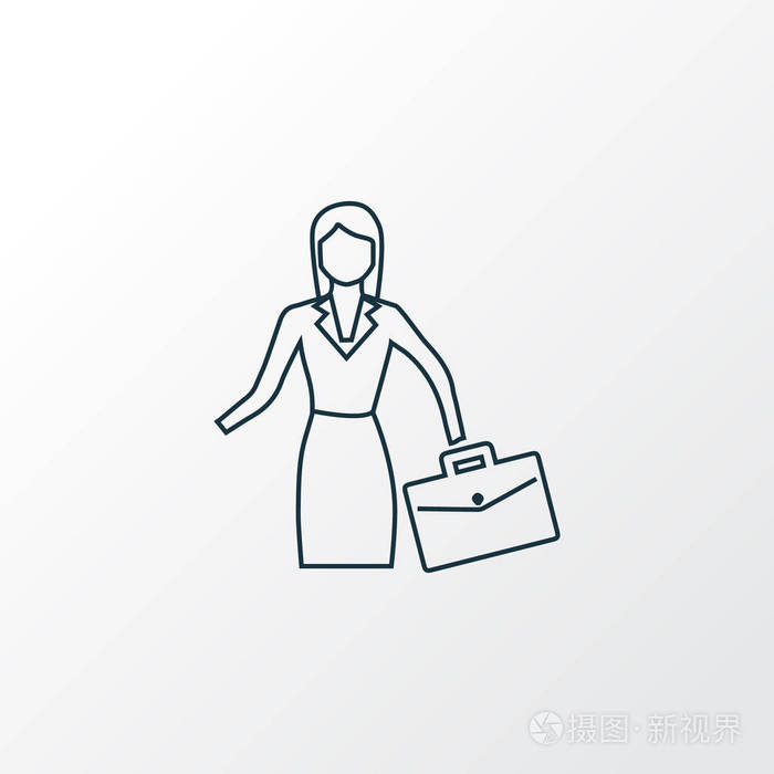 女商人图标线符号时尚风格的优质隔离工作女性元素