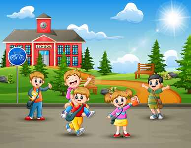 上学的路上图片-上学的路上素材-上学的路上插画-摄图新视界