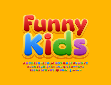 母婴室全部标志明亮的标志与文字有趣的孩子. 矢量彩色字体.照片