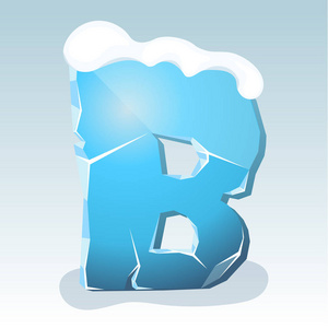 顶部矢量字体上有雪的冰字母照片