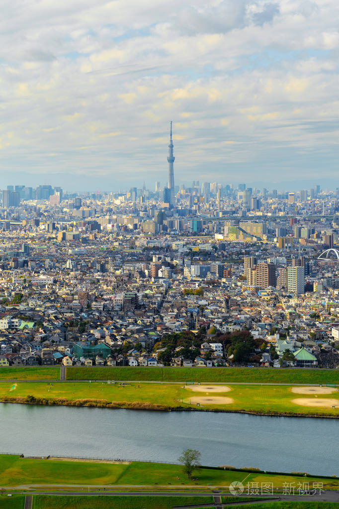 东京市中心的鸟瞰图. 亚洲智能城市的金融区和商业中心.