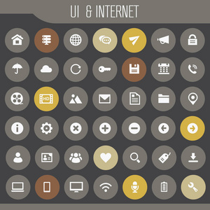 时尚平面设计，大UI和互联网图标设置