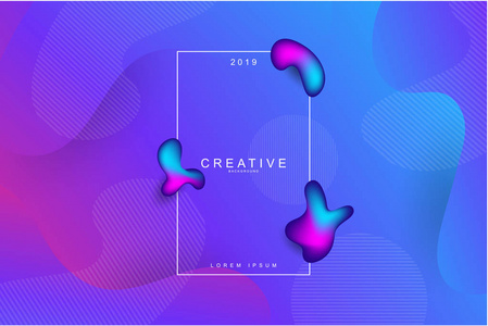矢量插图2019年新年明亮的蓝色和紫色背景