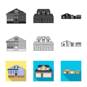 建筑和前面标志的向量例证。建筑物和屋顶股票矢量图集