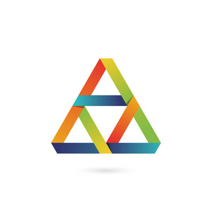 彩色抽象字母矢量图白色三角形的标志