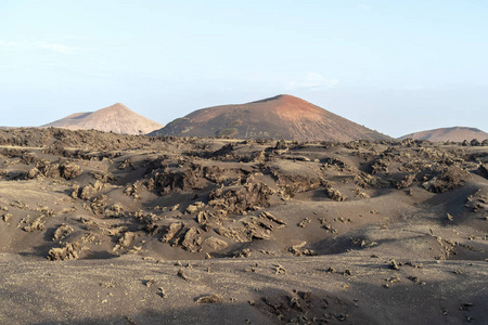 兰萨罗特加那利群岛的沙漠石头火山景观