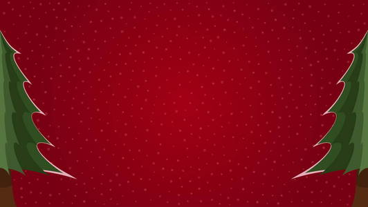  Christmas themed red snowy background with pine trees on sides