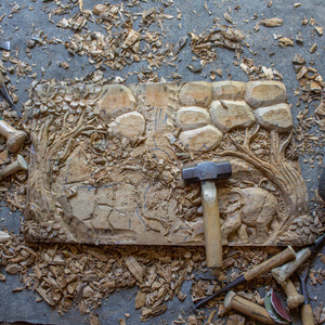 手工雕刻大象3D木手雕墙装饰面板手工制作柚木墙面艺术礼品