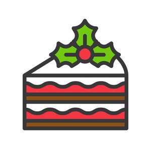 分层蛋糕与圣诞节食品可编辑轮廓图标