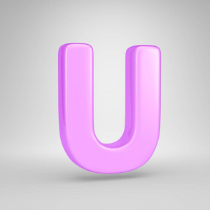 有光泽的粉红色泡泡糖字母U