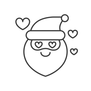 可爱的圣诞老人表情线设计矢量插图