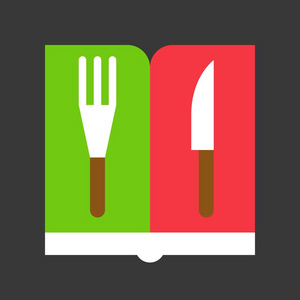 圣诞主题中带有叉子和刀的菜单图标