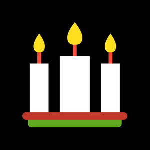 三支蜡烛圣诞快乐图标套装平面设计