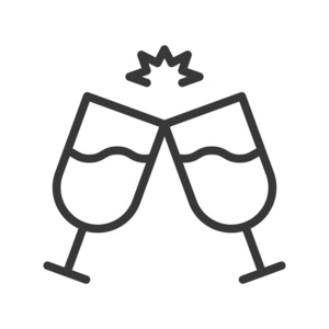 碰撞香槟酒杯的简单图标矢量插图圣诞概念