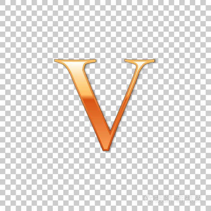 金罗马数字5v5在字母表字母隔离在透明的背景古罗马数字系统矢量插图