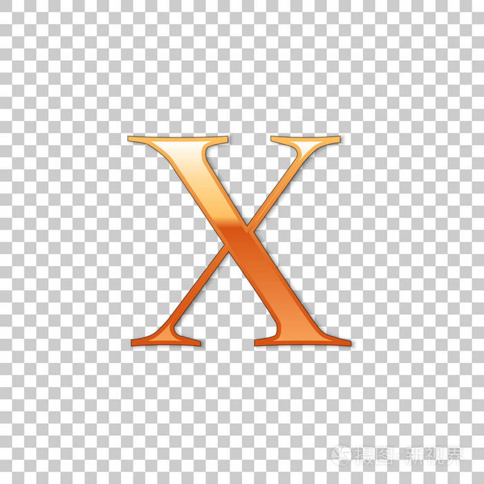 金色罗马数字10x10在字母表字母隔离在透明背景上古罗马数字系统矢量