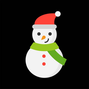 彩色雪人轮廓图标冬季和圣诞节概念