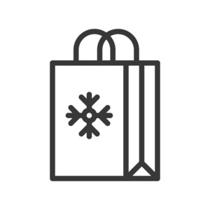 购物袋简单图标矢量插图圣诞概念