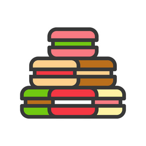 彩色Macarons矢量插图圣诞节概念的简单图标