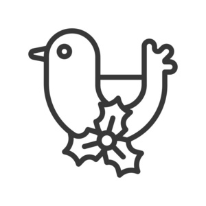 鸟类矢量插图圣诞节概念的简单图标