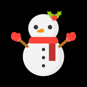 彩色雪人轮廓图标冬季和圣诞节概念