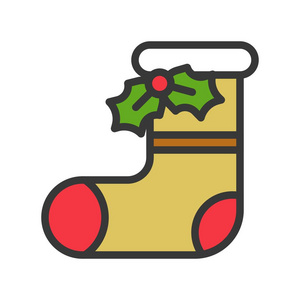 圣诞袜子矢量插图圣诞概念简单图标