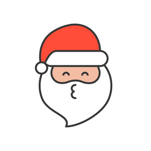 可爱的圣诞老人表情符号填充轮廓设计矢量插图