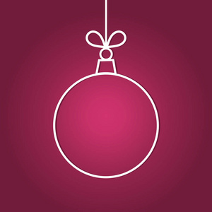圣诞球装饰线形状在紫色背景上。 矢量图。