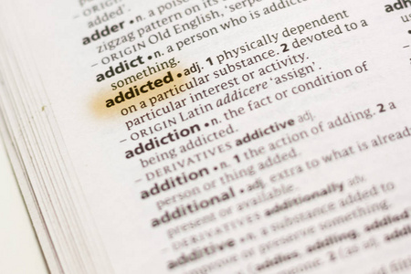 在字典中上瘾的单词或短语，用标记突出显示。