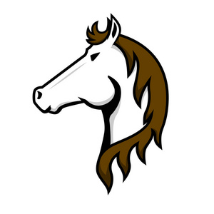 白色背景上的马头标志。 标志标签标志海报T恤的设计元素。 矢量图像