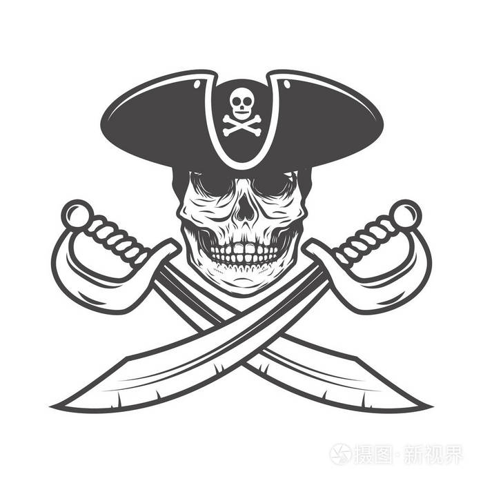 海盗标志简笔画 卡通图片