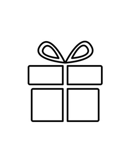 大纲圣诞礼品盒图标矢量插图隔离白色EPS10