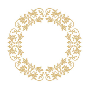 圆形巴洛克装饰。 复古风格的金框，用于标志祝贺邀请装饰。 矢量。