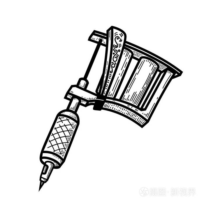 雕刻风格的纹身机插图标志标签标志徽章的设计元素矢量图像