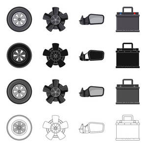 汽车和零件符号的矢量设计。汽车和汽车股票矢量图集