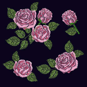 刺绣图案纹理壁纸背景美丽玫瑰图片