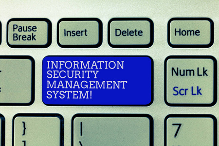 显示信息安全管理系统的概念手写。商业照片展示它的安全技术键盘意向创建计算机消息键盘的想法