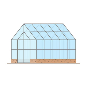 空温室和玻璃墙山墙屋顶。 非常适合种植蔬菜花。 矢量插图